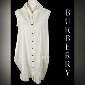 Women's Cream Asymmetrical Sleeveless Button Down Shirt Dress